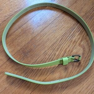 Lime Green Leather Skinny Belt EUC